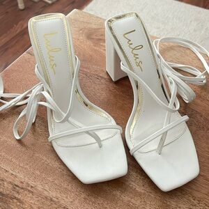 White Wrap Sandal Heels